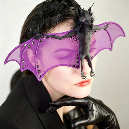 Women's Gothic tulle animal half-face mask