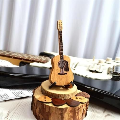 Wooden Acoustic Guitar Pick Box (Includes 3 Wooden Guitar Picks)