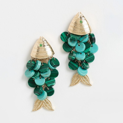 Pearl Scale Fish Drop Earrings