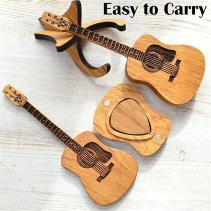 Wooden Acoustic Guitar Pick Box (Includes 3 Wooden Guitar Picks)