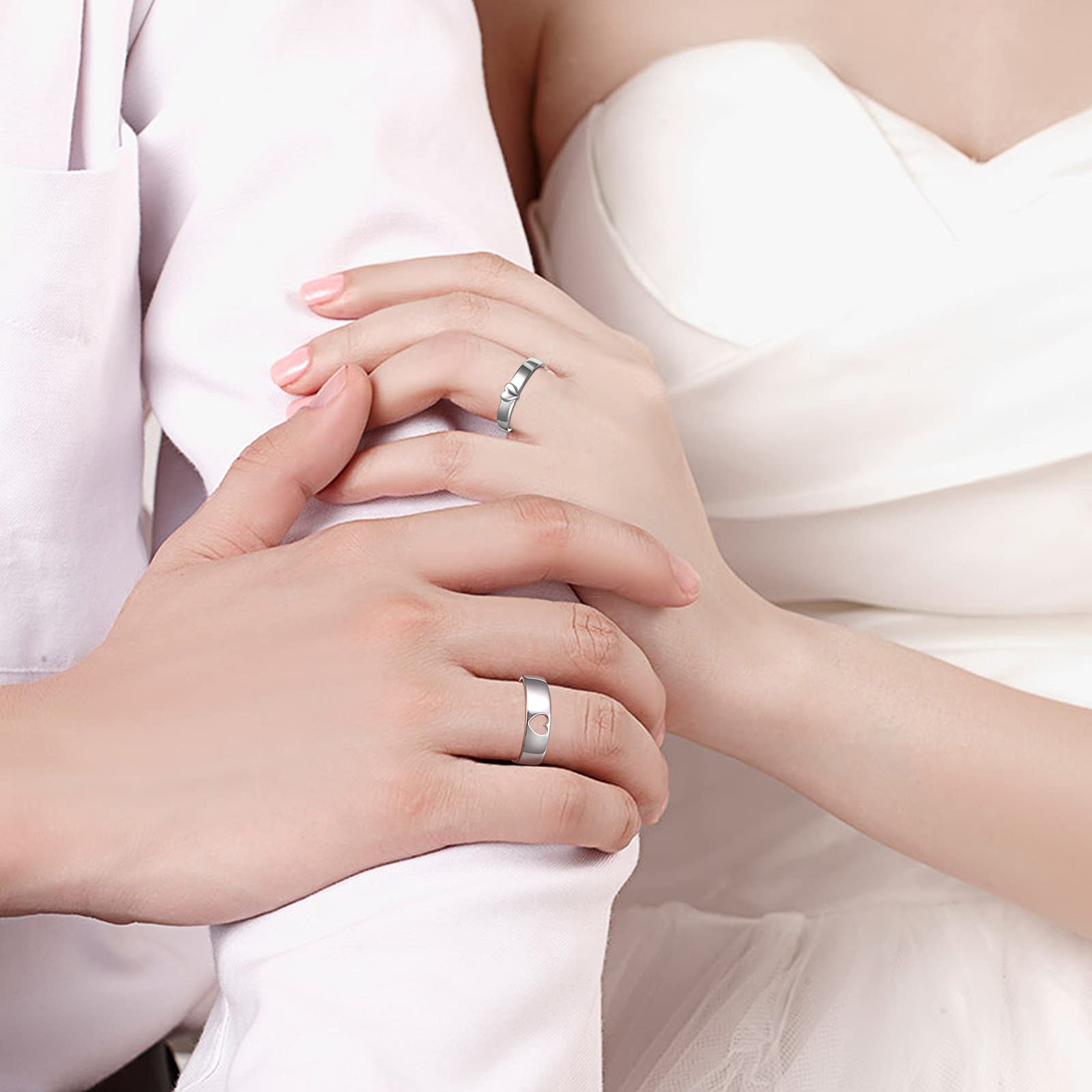 Adjustable heart-shaped couple rings (pair)