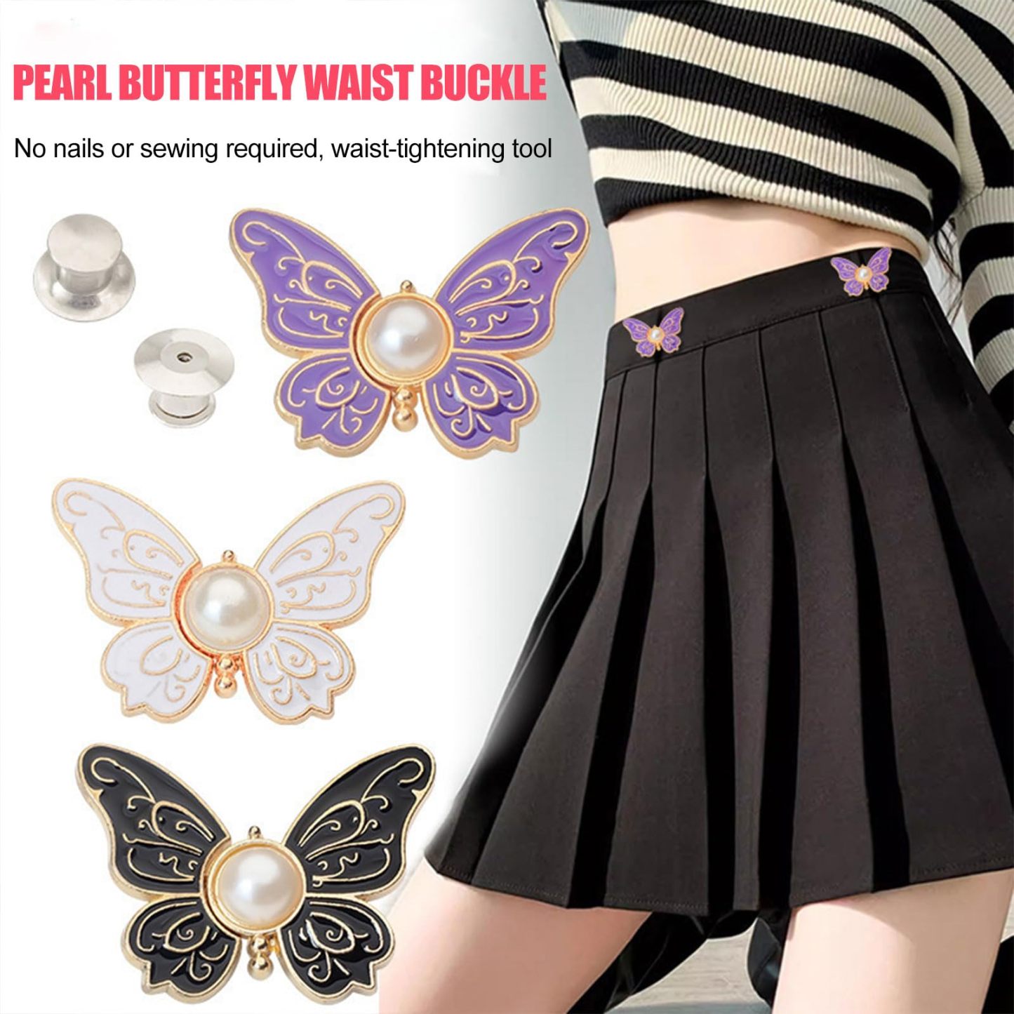 Pearl butterfly waist buckle