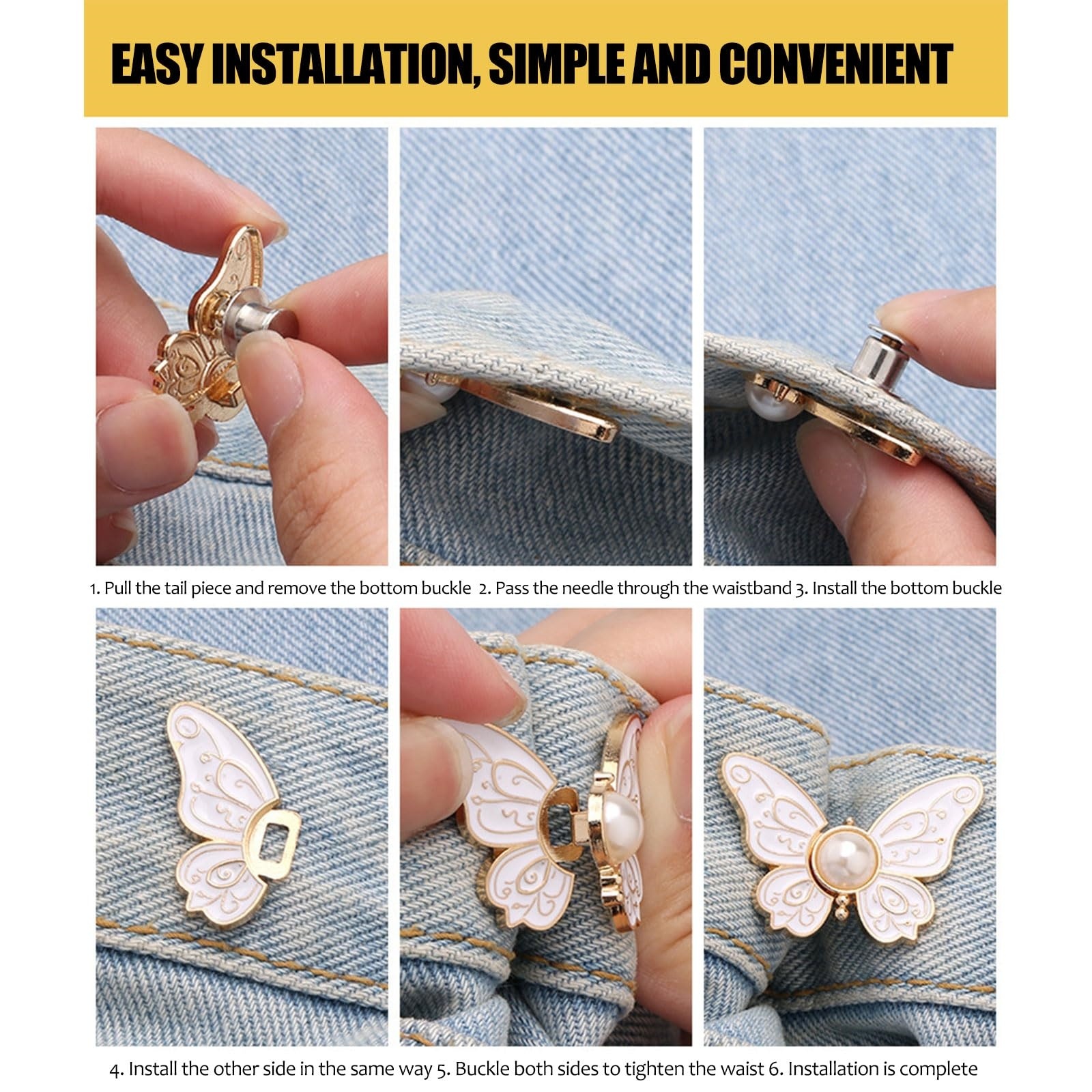 Pearl butterfly waist buckle