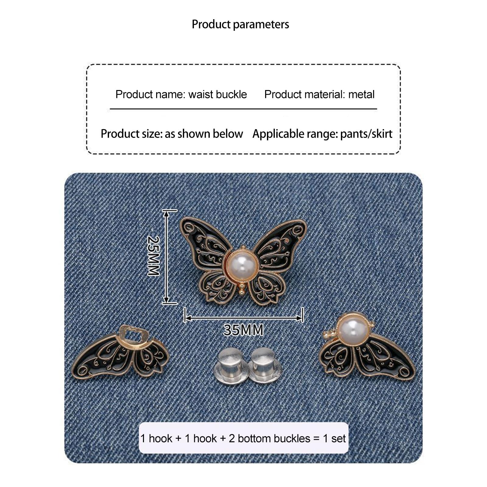 Pearl butterfly waist buckle
