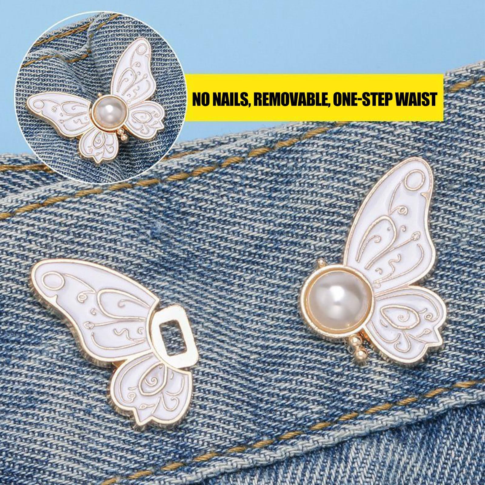 Pearl butterfly waist buckle