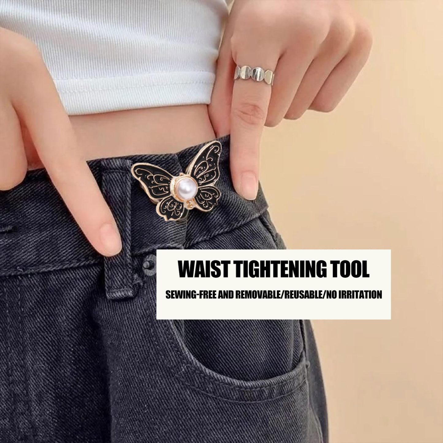 Pearl butterfly waist buckle