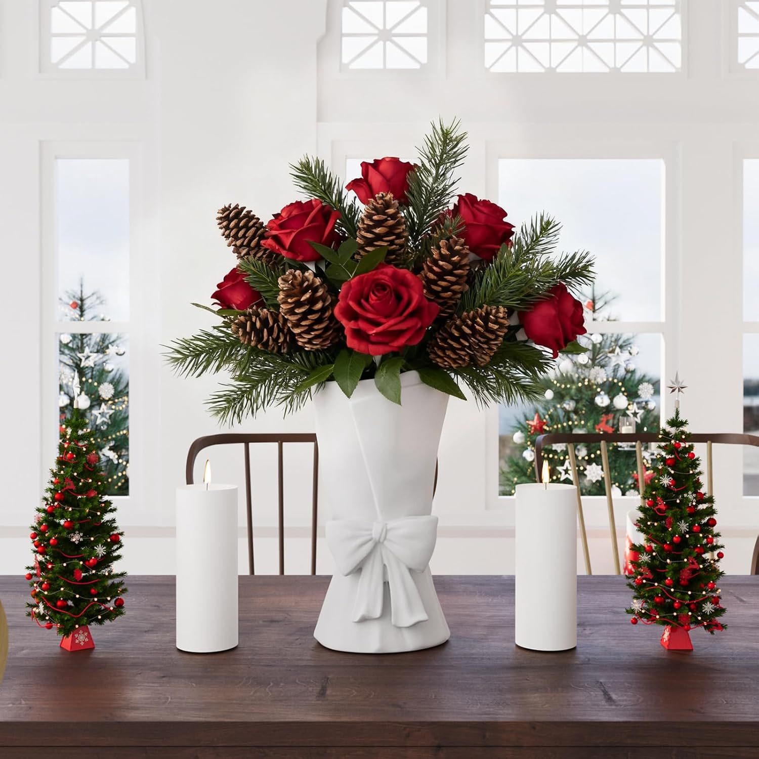 White Ceramic Bow Vase