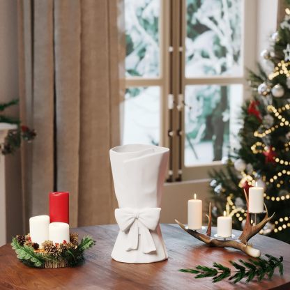 White Ceramic Bow Vase