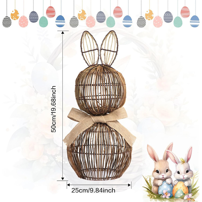 Handmade rattan rabbit figurine