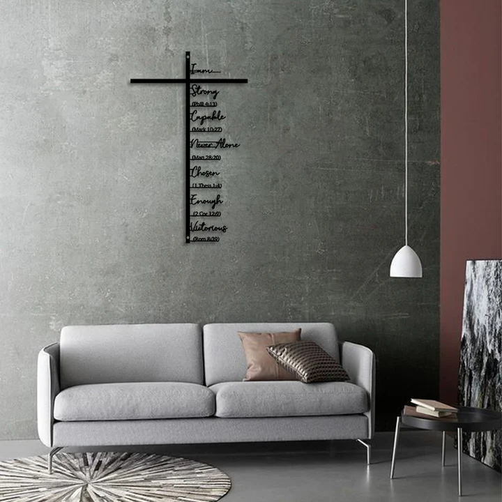 Scripture Affirmation Cross Metal Wall Art