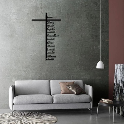 Scripture Affirmation Cross Metal Wall Art