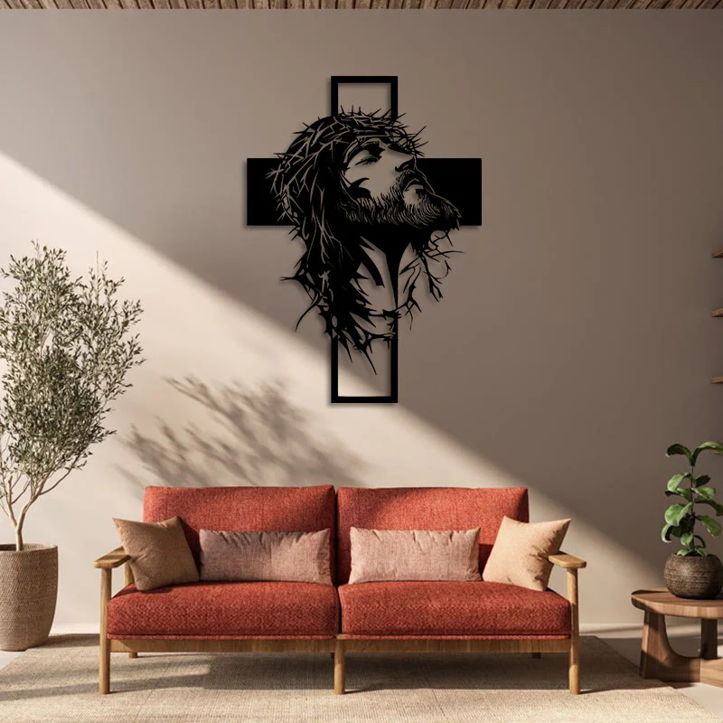 Crown of Thorns Cross Metal Wall Decor
