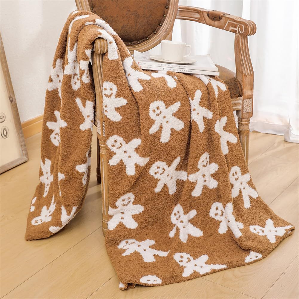 Gingerbread Man Christmas Throw Blanket