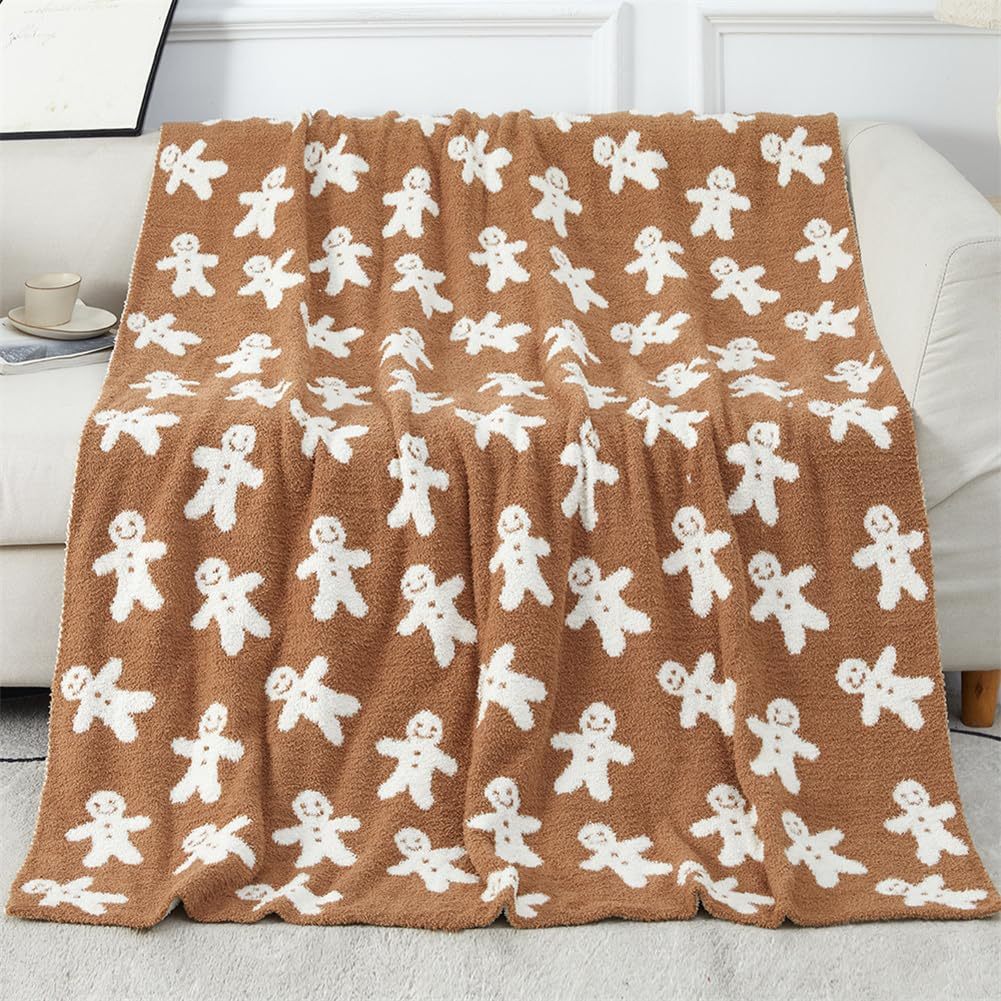 Gingerbread Man Christmas Throw Blanket