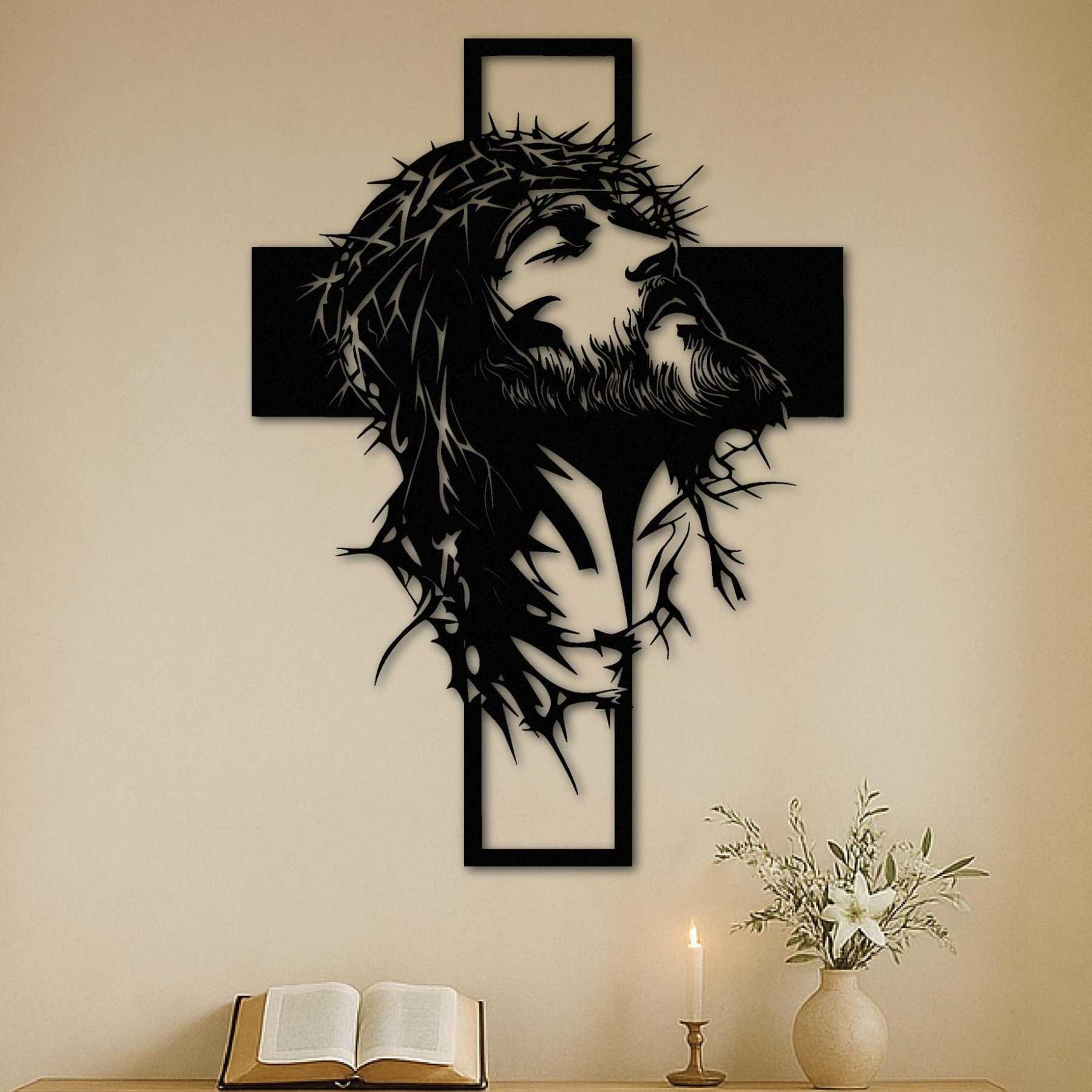 Crown of Thorns Cross Metal Wall Decor