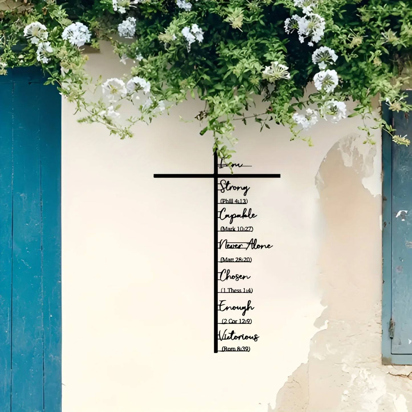 Scripture Affirmation Cross Metal Wall Art