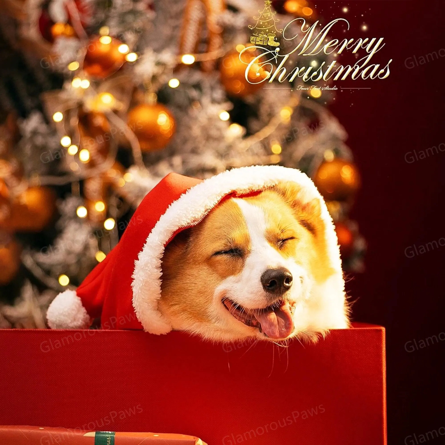 Pet Christmas Costume Poncho Cape with Hat 