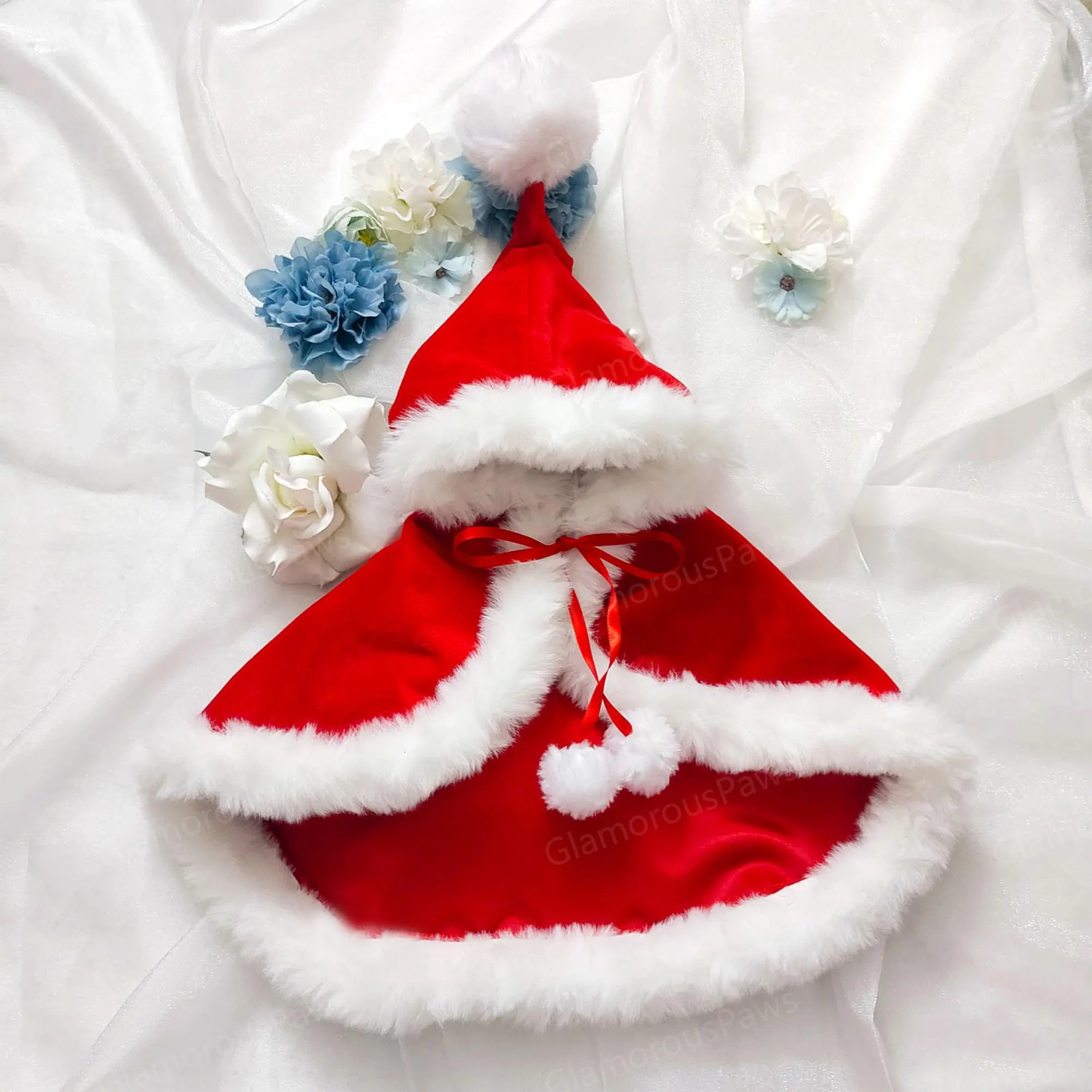 Pet Christmas Costume Poncho Cape with Hat 