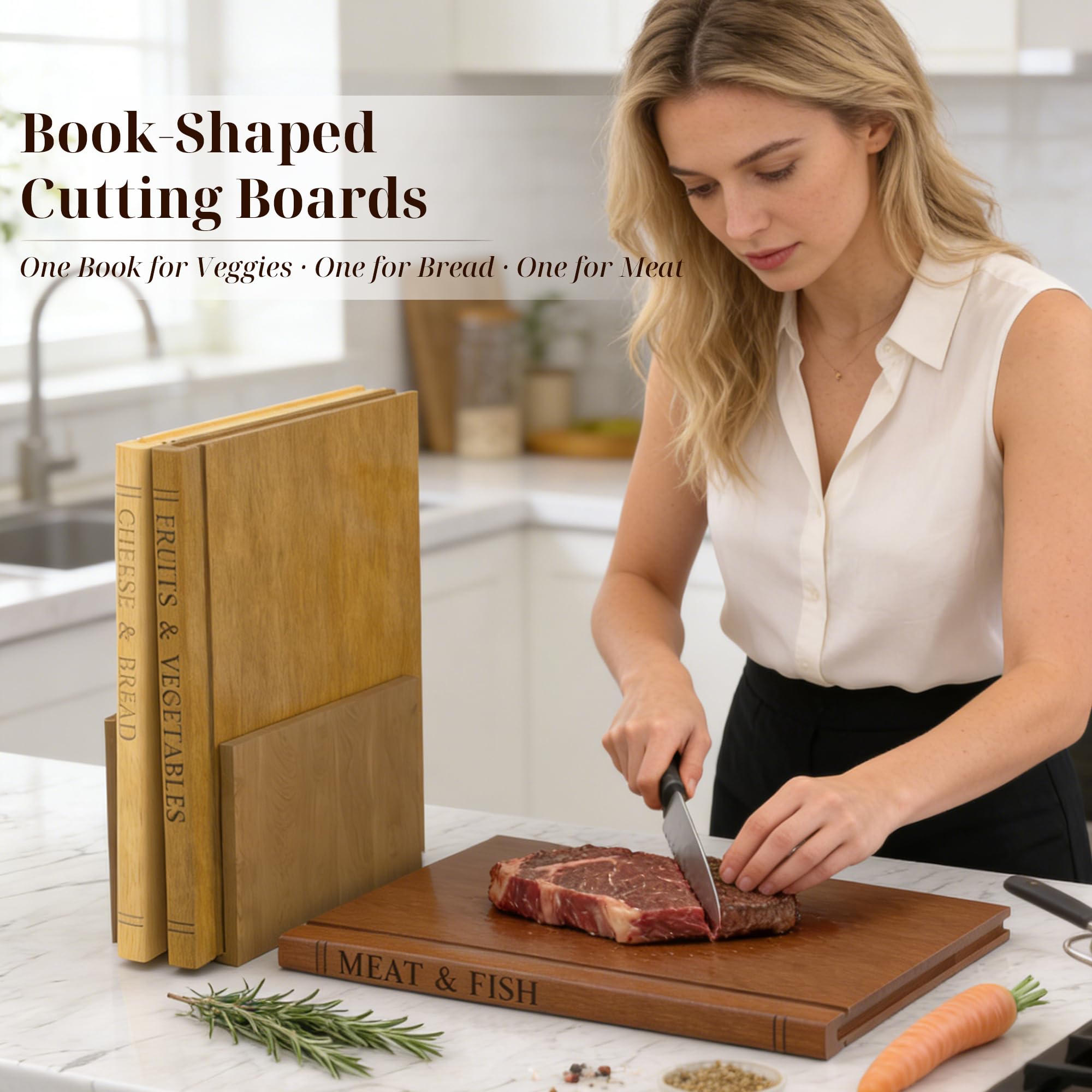 Book-Shaped Solid Wood Cutting Board