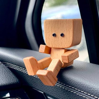 Shaking Wooden Man Figurine(Includes 12 Magnetic Expressions)