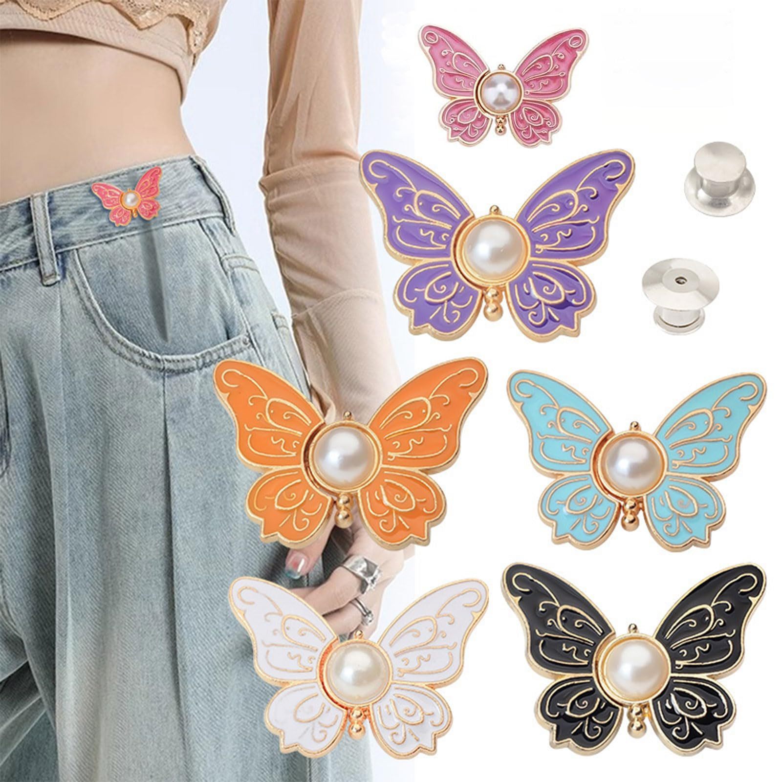Pearl butterfly waist buckle