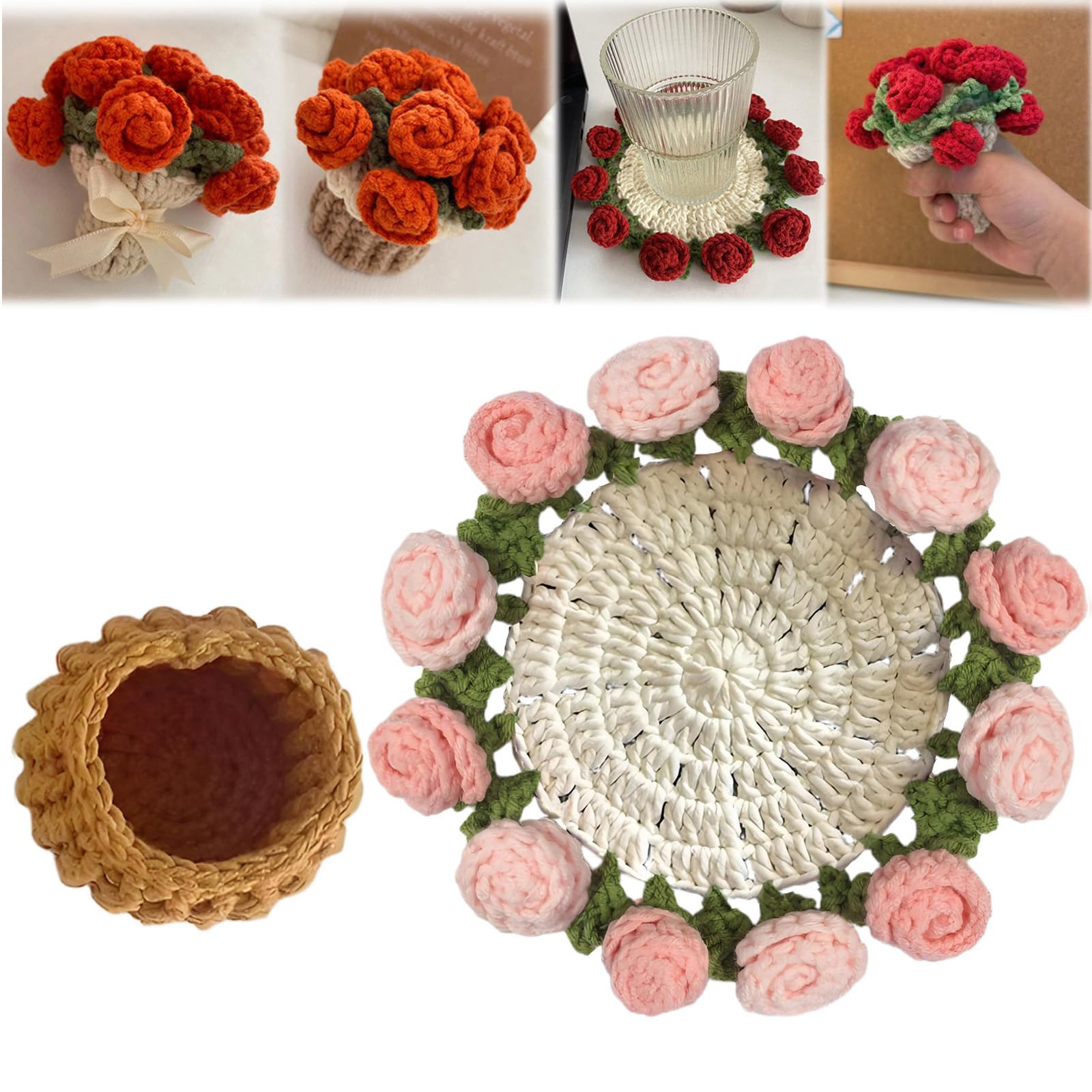 100% hand-woven flower coasters