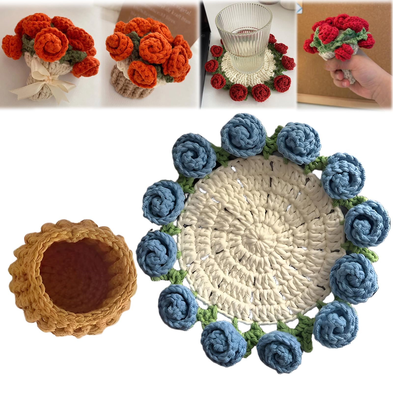 100% hand-woven flower coasters