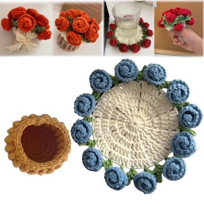 100% hand-woven flower coasters