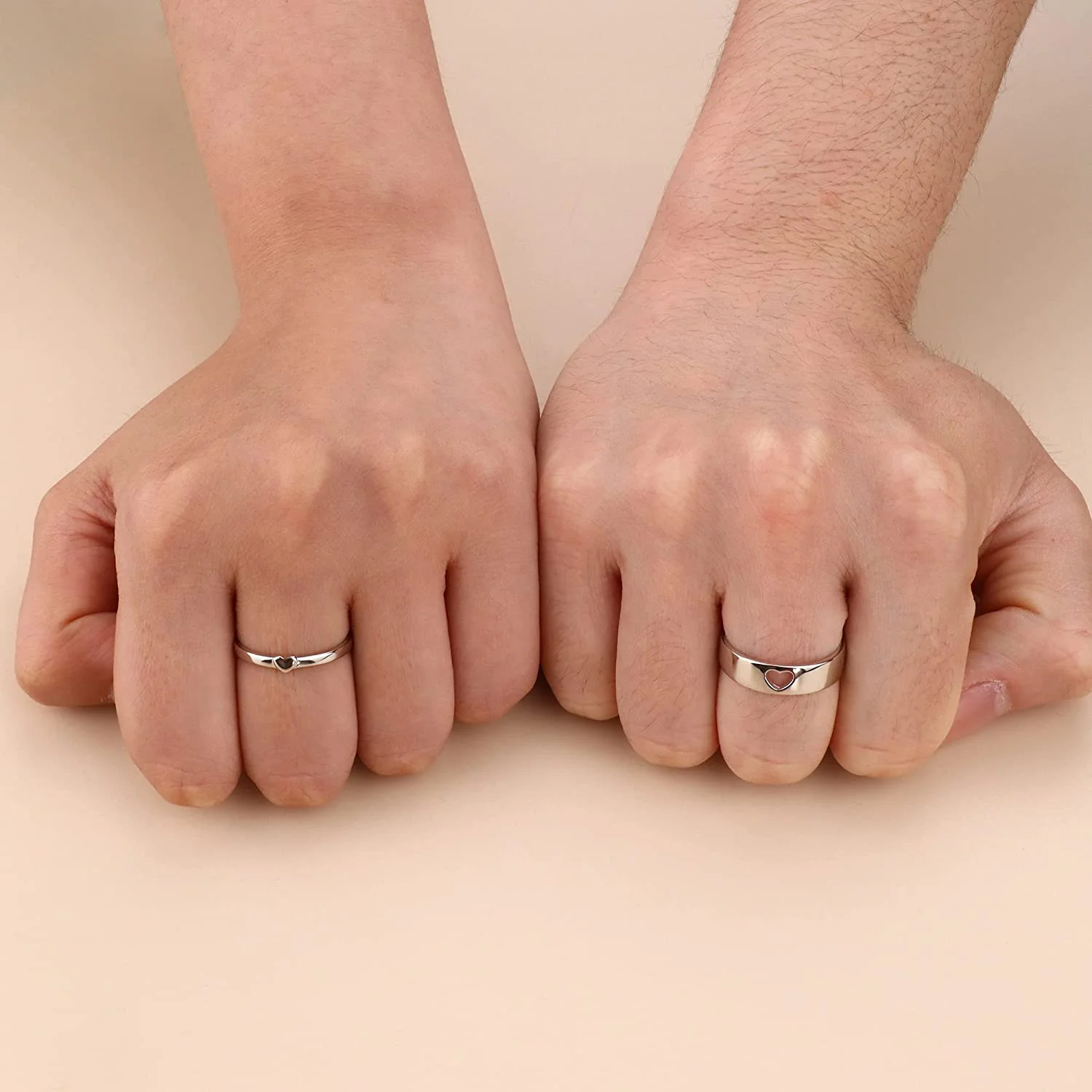 Adjustable heart-shaped couple rings (pair)