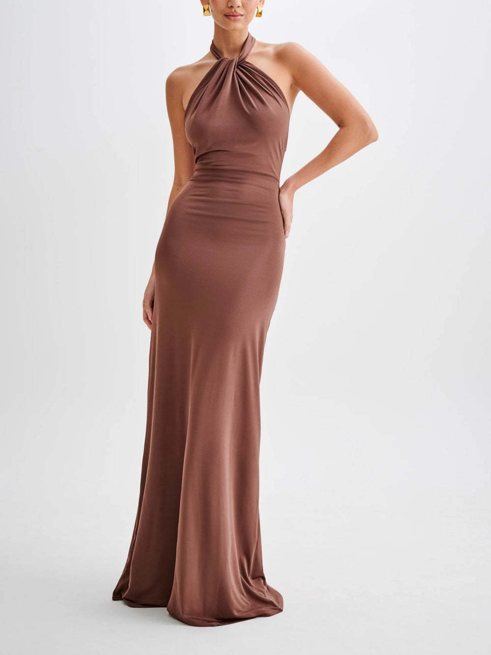Slinky Halter Maxi Dress - Lagoon