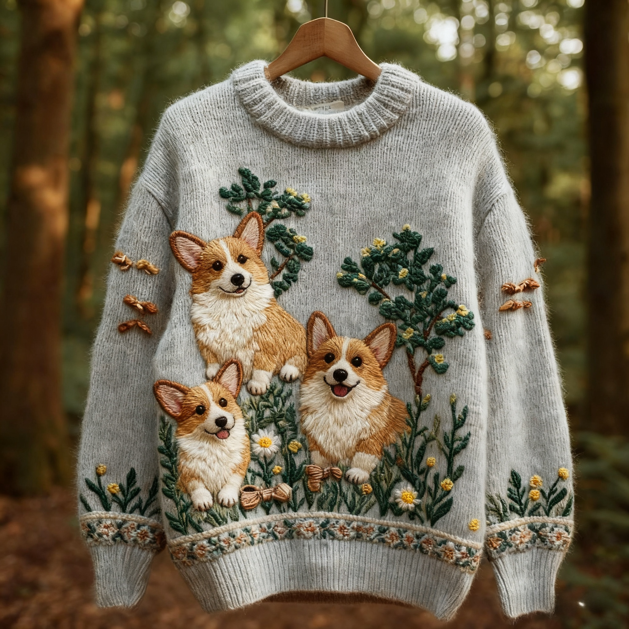 vintage women's three-dimensional pet pattern sweater