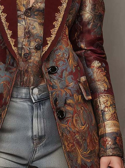 Vintage Jacquard Floral Blazer