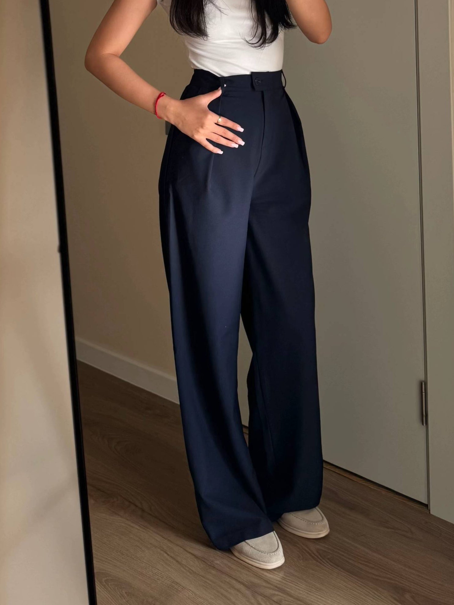 Zippered Jacket And Wide-leg Pants Two-piece Suit