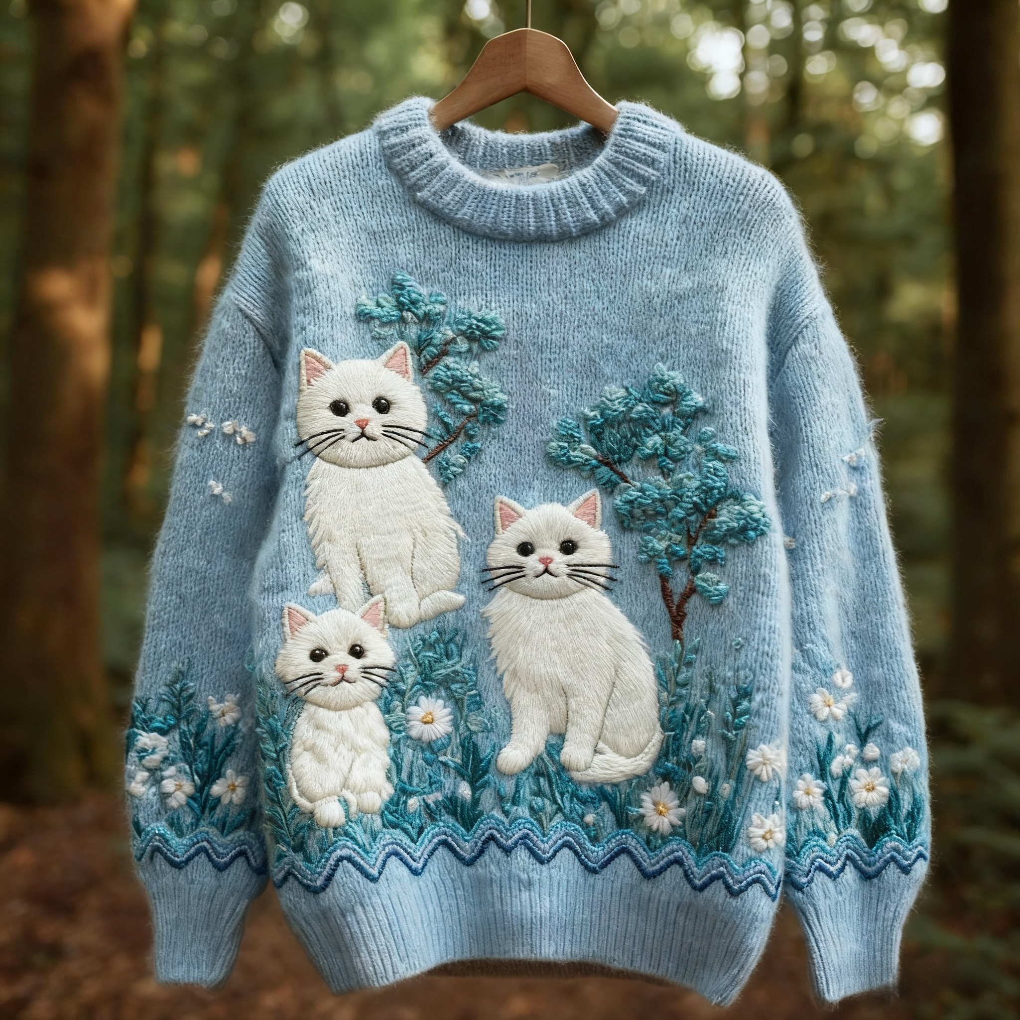 vintage women's three-dimensional pet pattern sweater