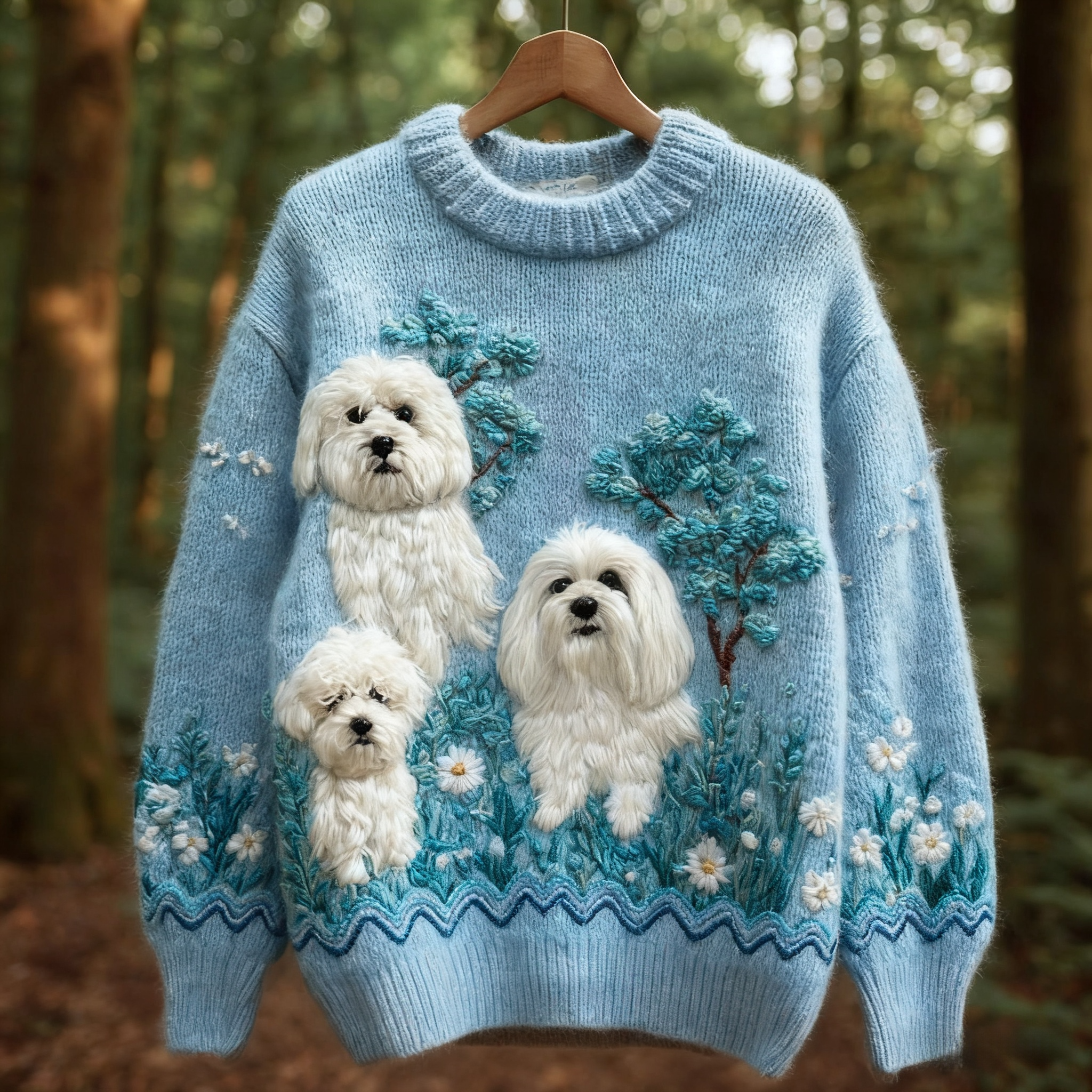 vintage women's three-dimensional pet pattern sweater