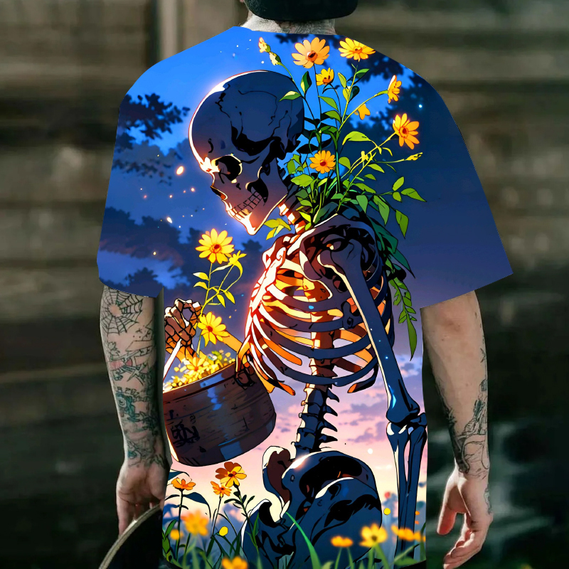 Men's Sense of atmosphere Skull Short Sleeve T-Shirt