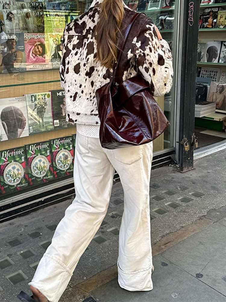 Lapel Printed Long-Sleeved Single-Breasted Personalized Jacket