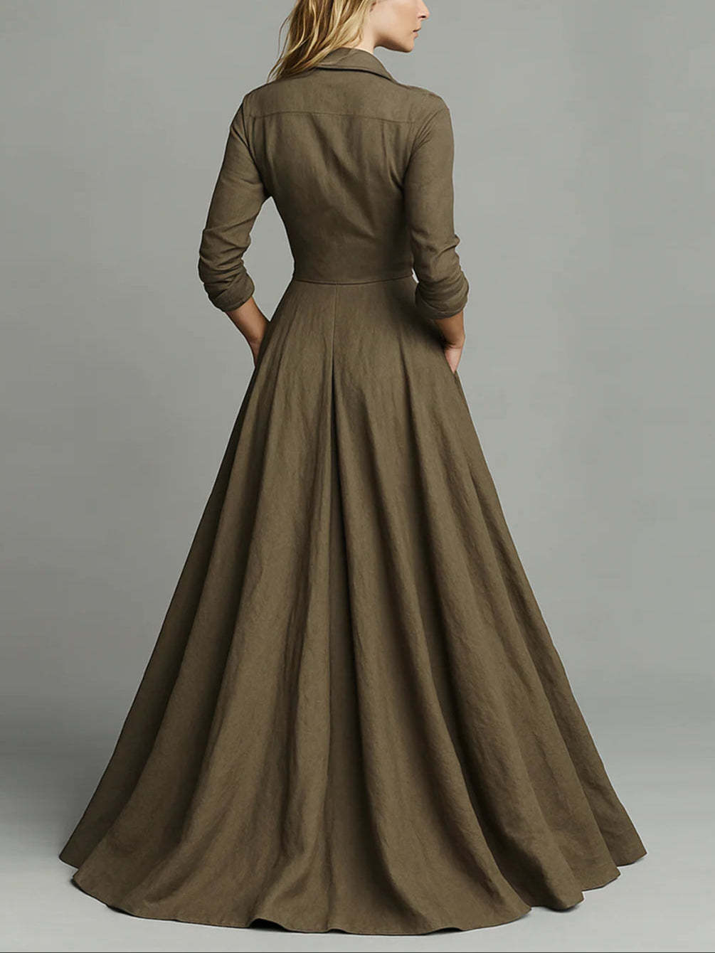 Vintage button-down shirt floor-length dress