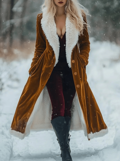 Women'S Casual Retro Fur Collar Hooded Jacket