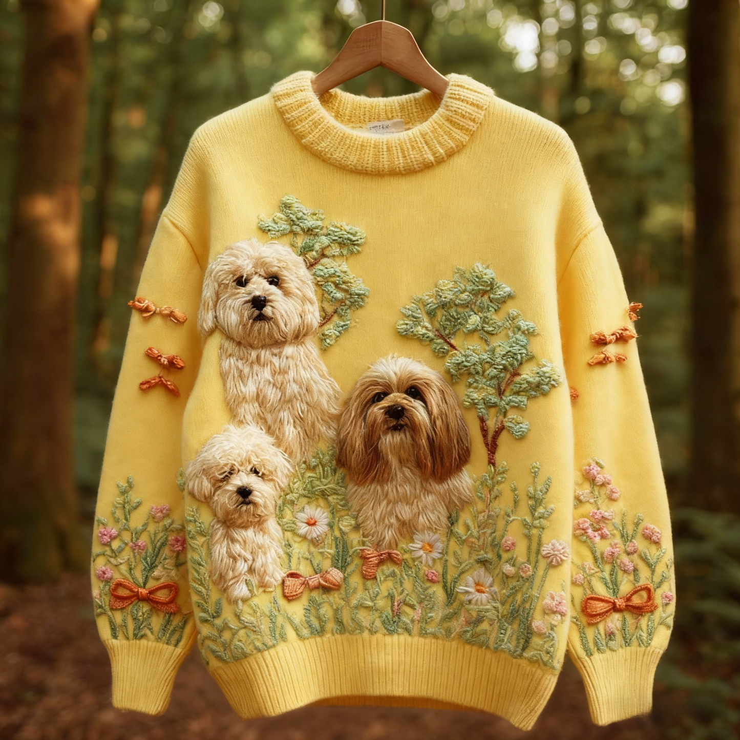 vintage women's three-dimensional pet pattern sweater