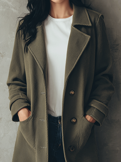 Versatile Everyday Olive Wool Blend Coat