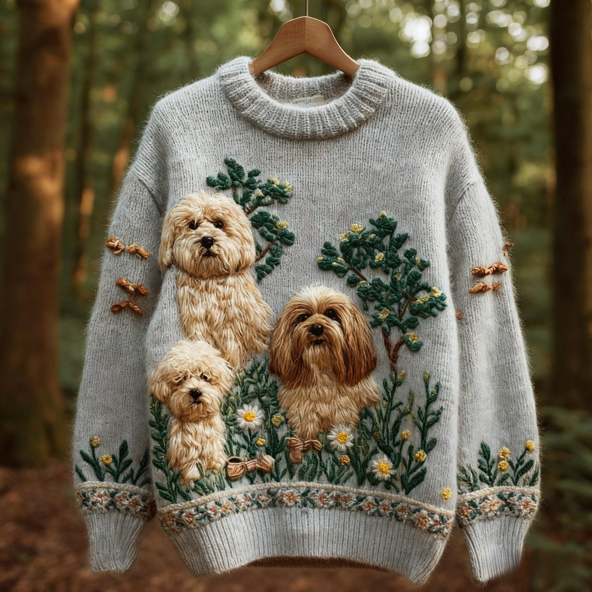 vintage women's three-dimensional pet pattern sweater