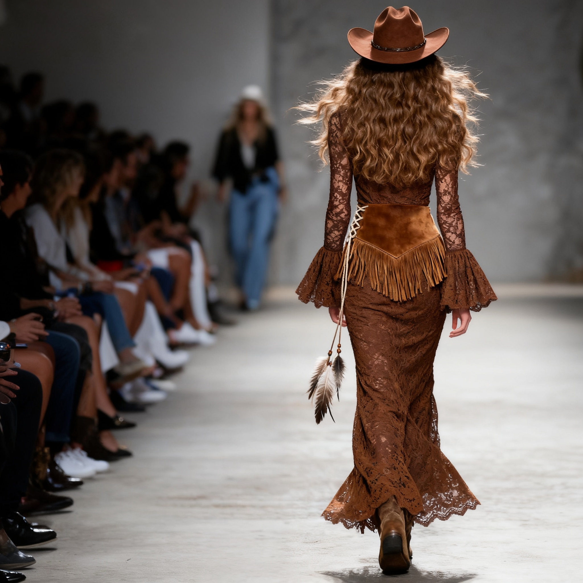 Women's Retro High Neck Trumpet Sleeve Long Lace Dress