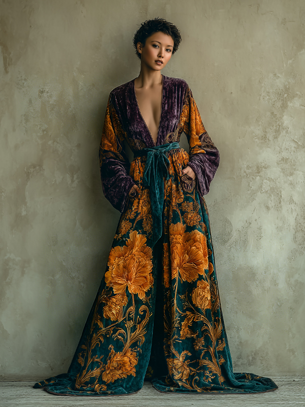 Women's Casual Vintage Baroque Print Jumpsuit