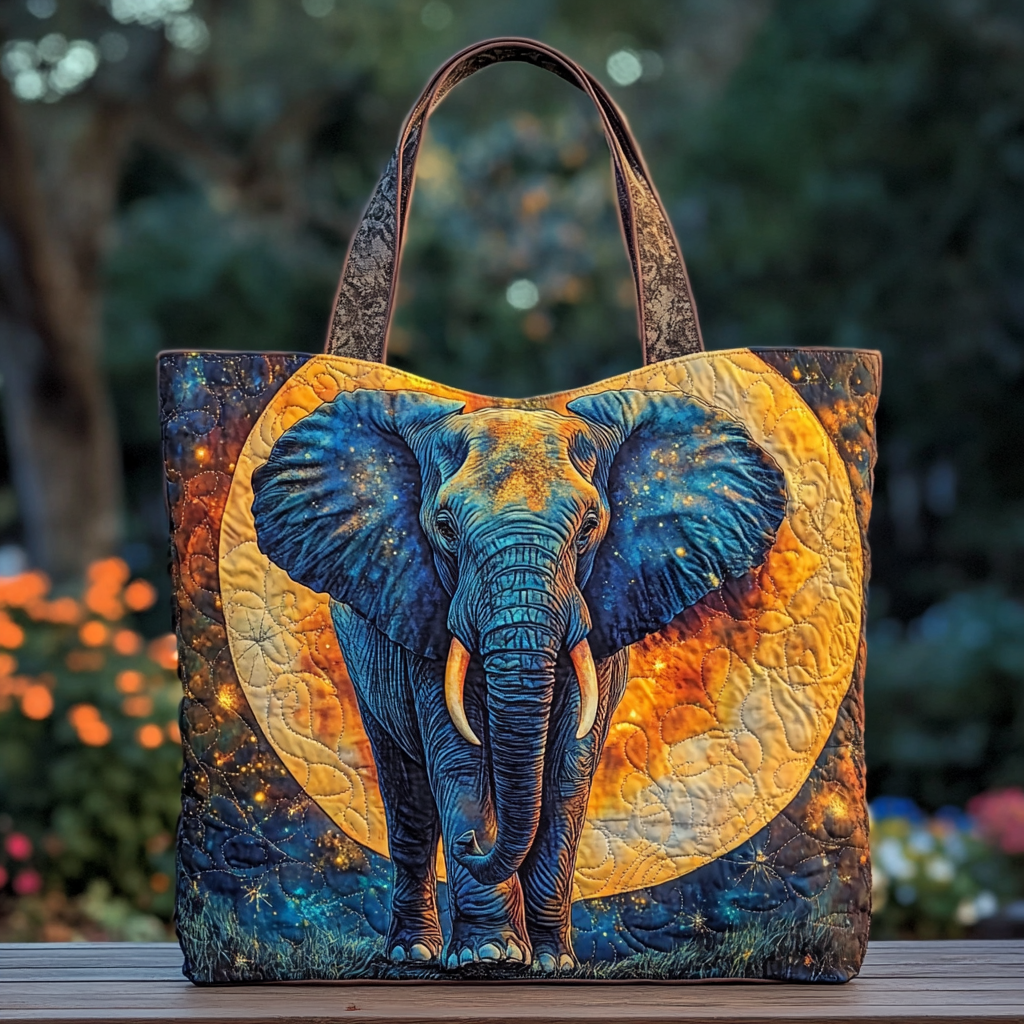 Elephant Garden Quilted Tote Bag