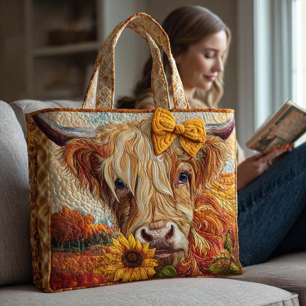 Autumn Highland Quilted Tote Bag