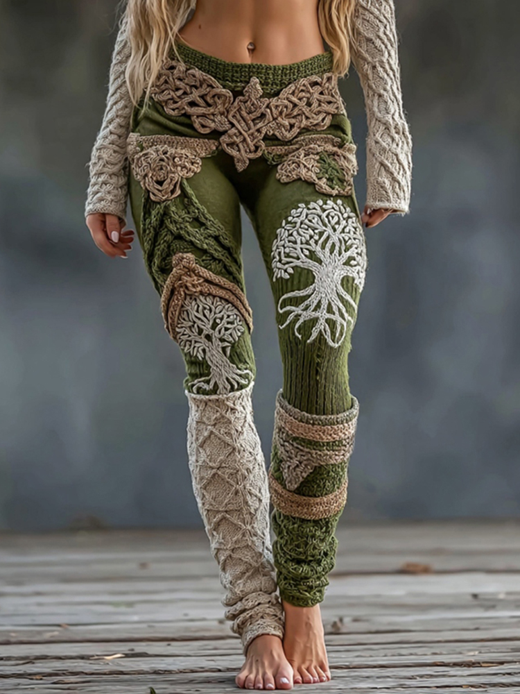 Women's Viking Tree Of Life Celtic Knot Jacquard Leggings