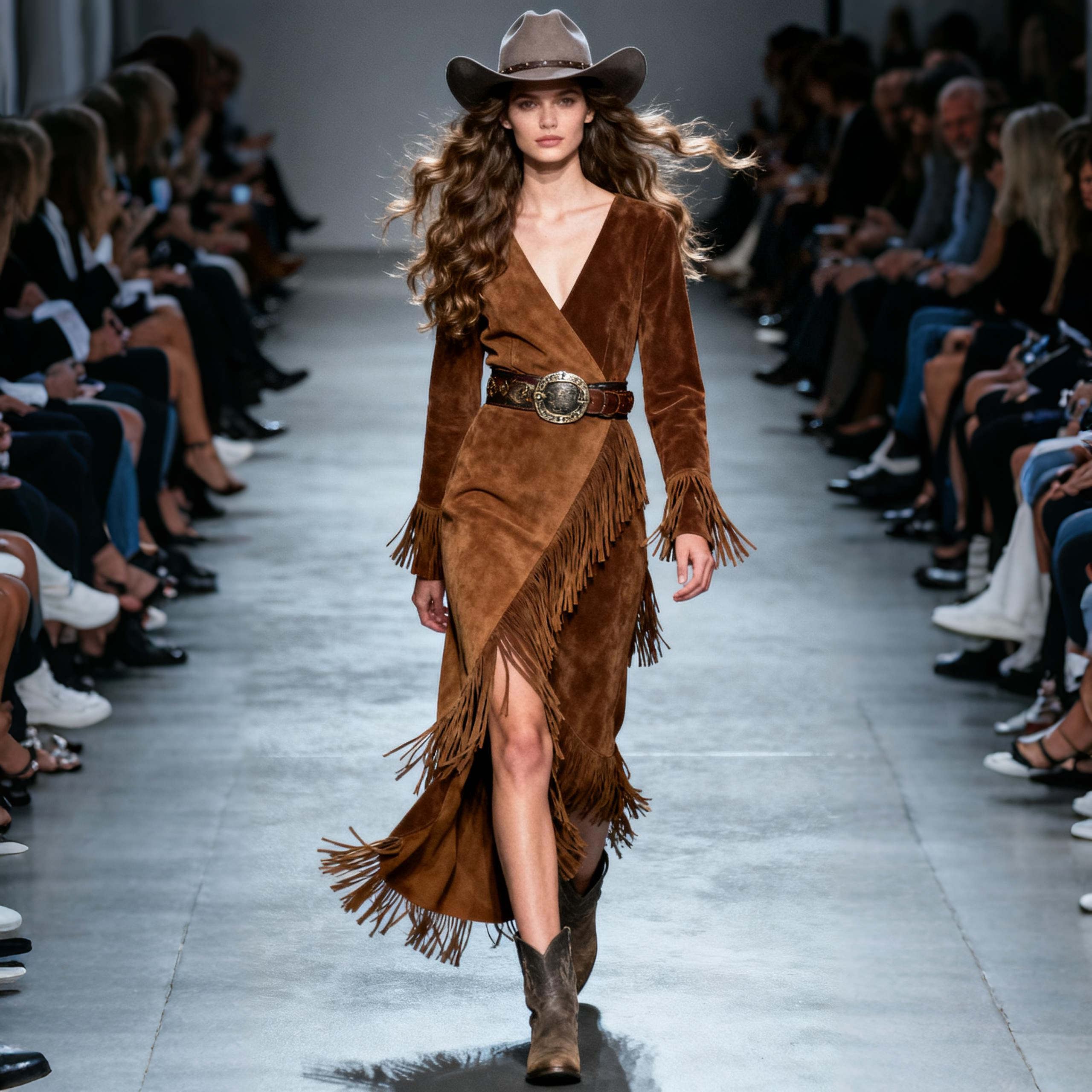 Women's Retro V-neck Contrast Color Stitching Tassel Decorated Dress