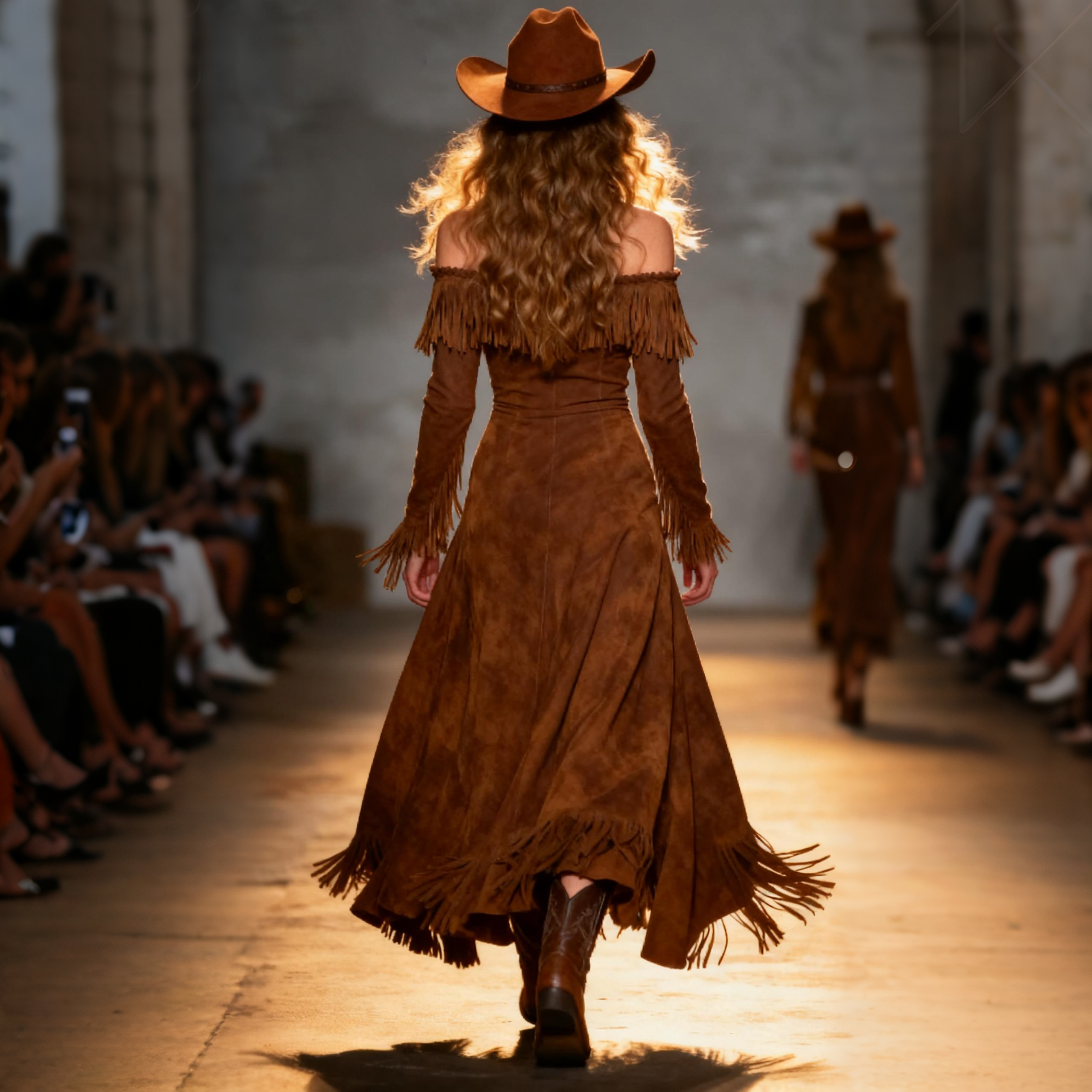 Women's Retro One-Shoulder Tassel Long Sleeve Long Dress