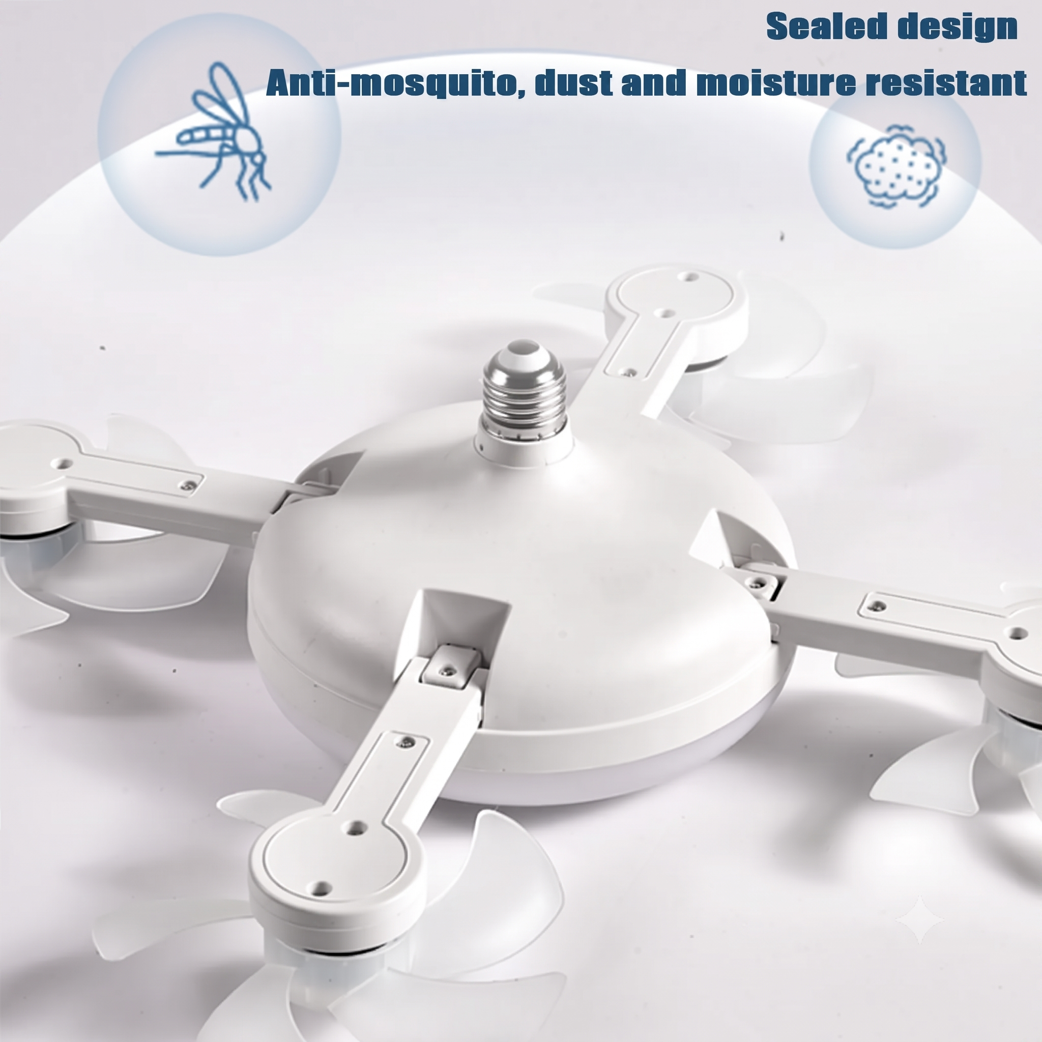 2-in-1 Socket Fan Light – 3-Color Dimmable LED Ceiling Fan with Remote